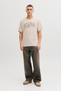 Image of JACK AND JONES JEFF LOGO TEE in stone, by brand JACK&JONES