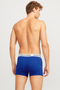 Back image of a model wearing the Jack and jones joe 3 pk trunks in navy, by brand Jack&jones