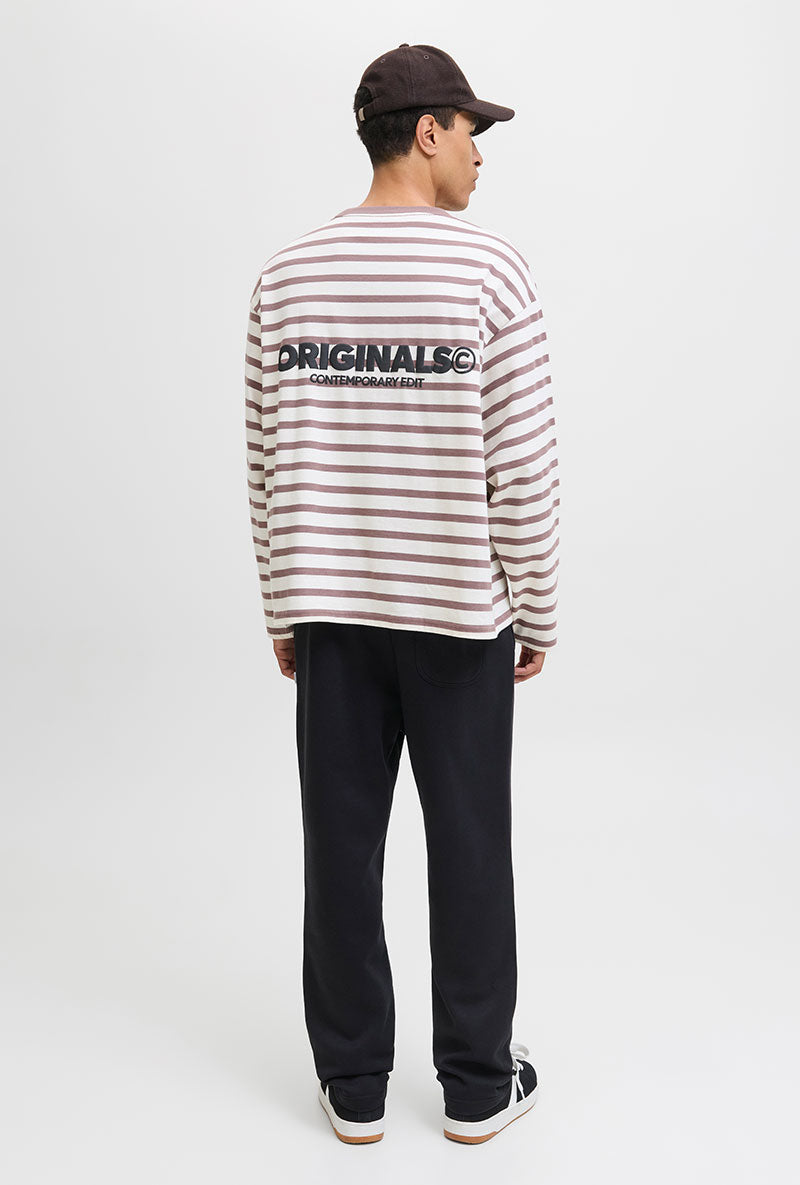 Back image of Kane bradley uncuffed sweat pants in black, by brand Jack&jones