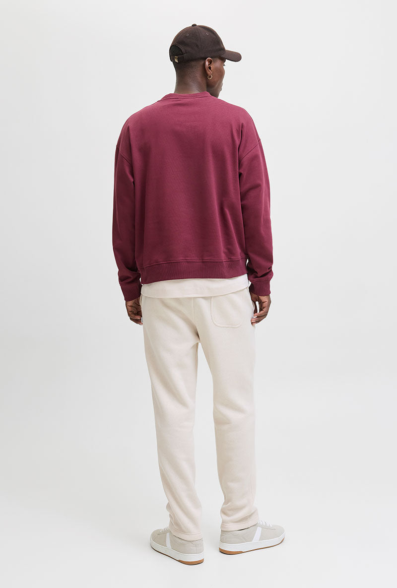 Back image of Kane bradley uncuffed sweat pants in beige, by brand Jack&jones