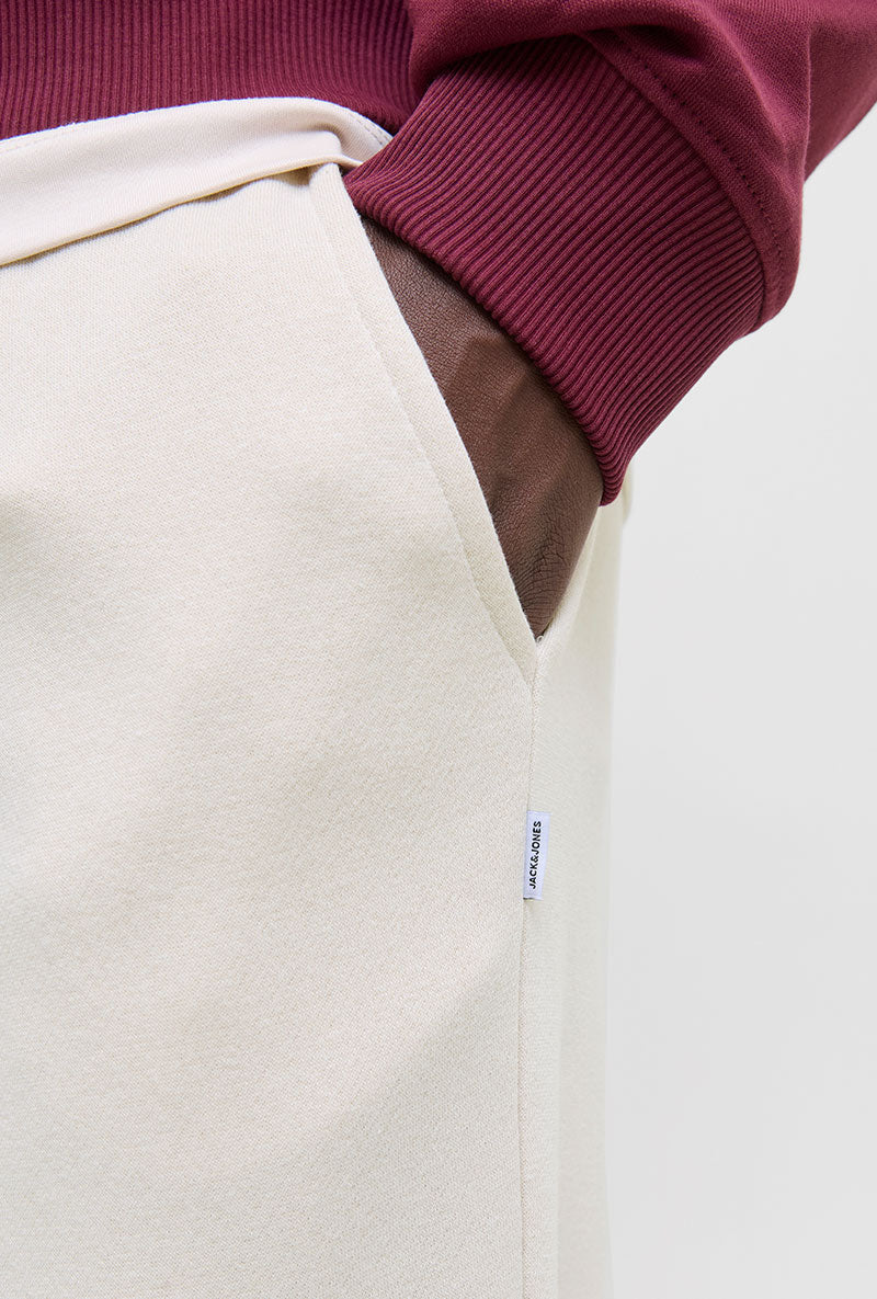 Front image of Kane bradley uncuffed sweat pants in beige, by brand Jack&jones