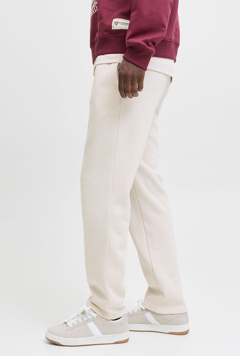 Front image of Kane bradley uncuffed sweat pants in beige, by brand Jack&jones