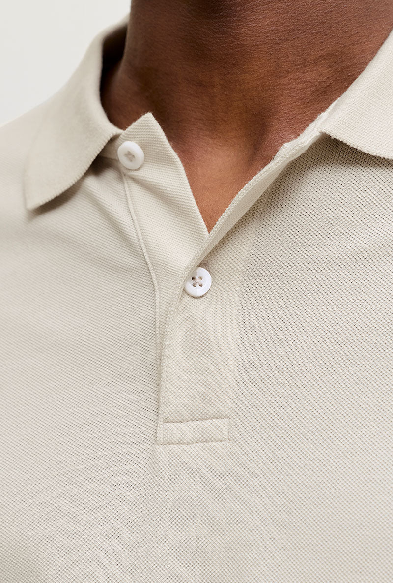 Front image of Kane ls polo in beige, by brand Jack&jones