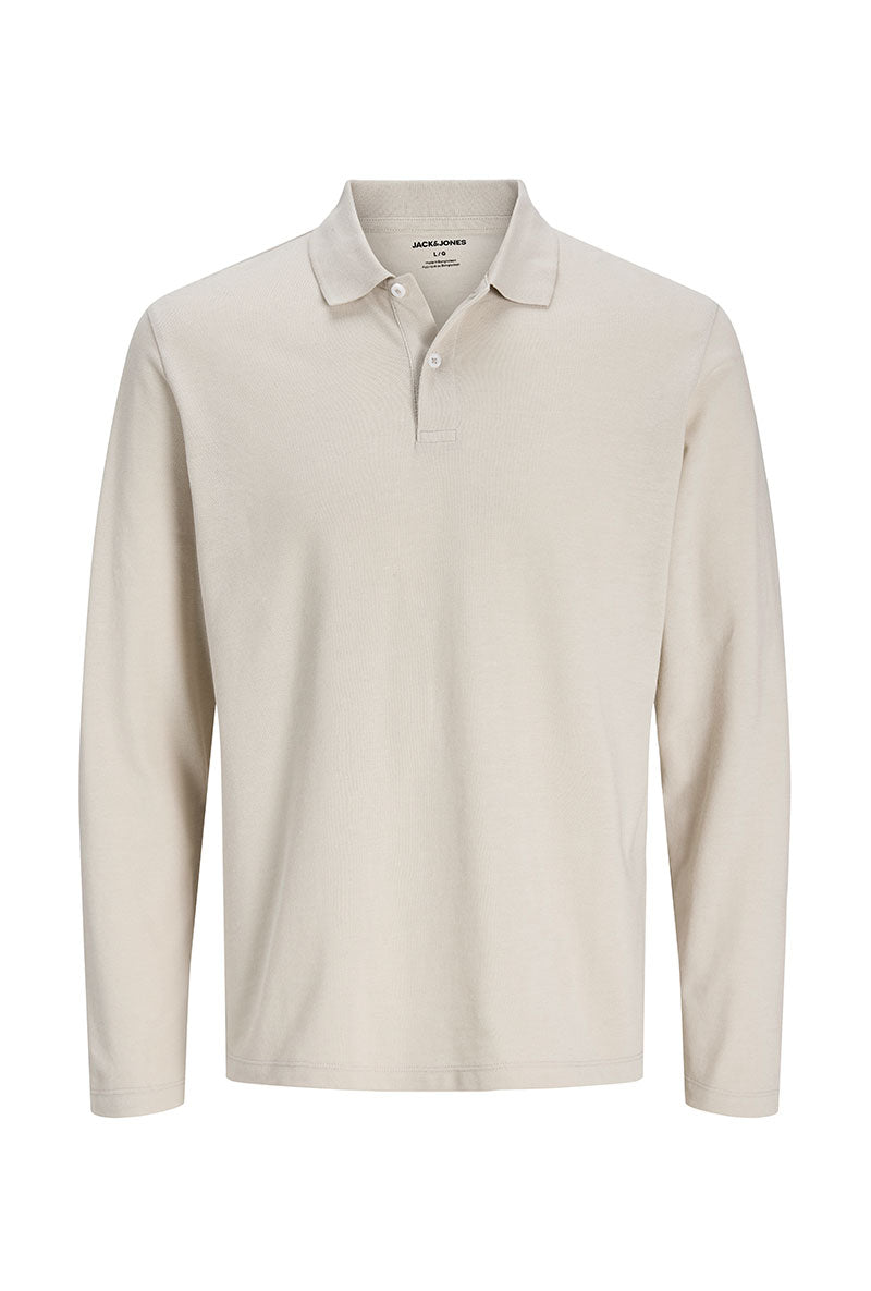 Front image of Kane ls polo in beige, by brand Jack&jones