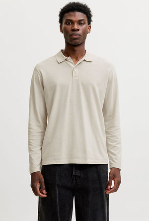 Front image of the Kane ls polo in beige, by brand Jack&jones