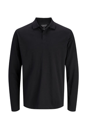 Front image of the Kane ls polo in black, by brand Jack&jones