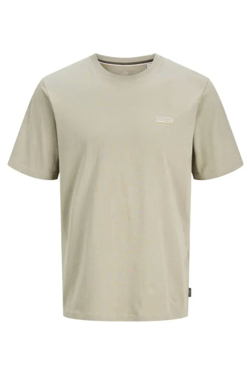 Front image of Kyle ss crew neck tee in khaki, by brand Jack&jones