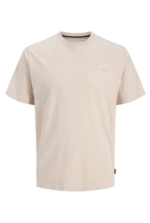Front image of the Kyle ss crew neck tee in stone, by brand Jack&jones