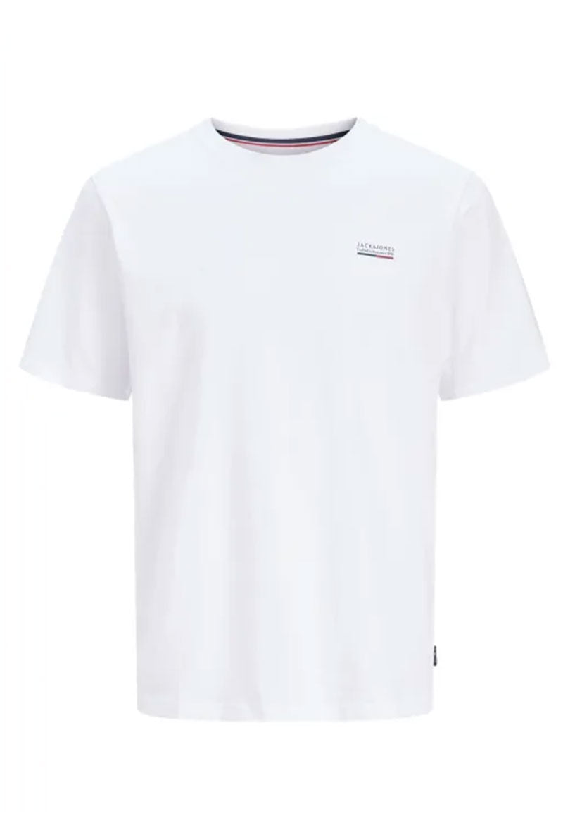 Front image of Kyle ss crew neck tee in white, by brand Jack&jones