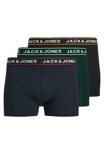 Front image of the Max solid 3 pack trunks in black, by brand Jack&jones