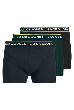 Front image of the Max solid 3 pack trunks in black, by brand Jack&jones