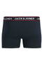 Front image of the Max solid 3 pack trunks in black, by brand Jack&jones