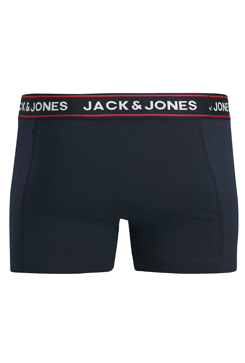 Front image of Max solid 3 pack trunks in black, by brand Jack&jones