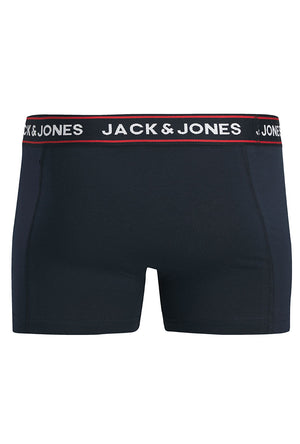 Front image of the Max solid 3 pack trunks in black, by brand Jack&jones