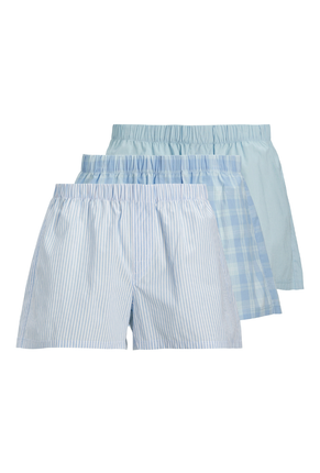 Front image  of Jack and jones milano woven 3 pk trunks in light blue, by brand Jack&jones