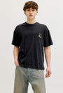 Image of MONTAUK BACK GRAPHIC TEE in black, by brand JACK&JONES