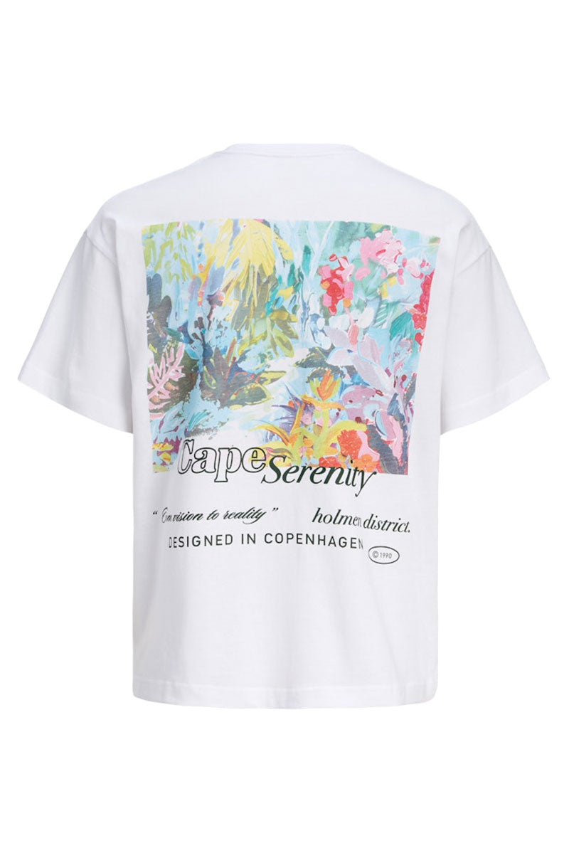 Back image of Montauk back graphic tee in white, by brand Jack&jones