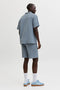 Back image of a model wearing the Nantucket double cloth ss shirt in blue, by brand Jack&jones