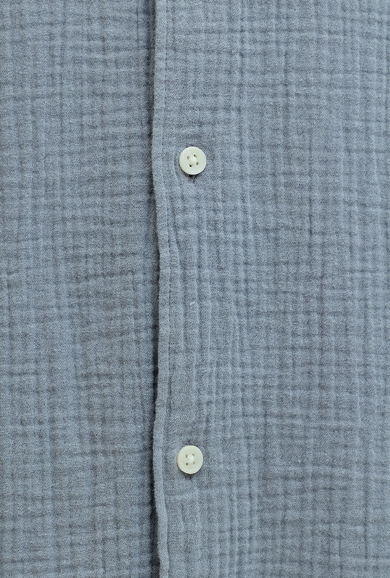 Front detail image of Nantucket double cloth ss shirt in blue, by brand Jack&jones