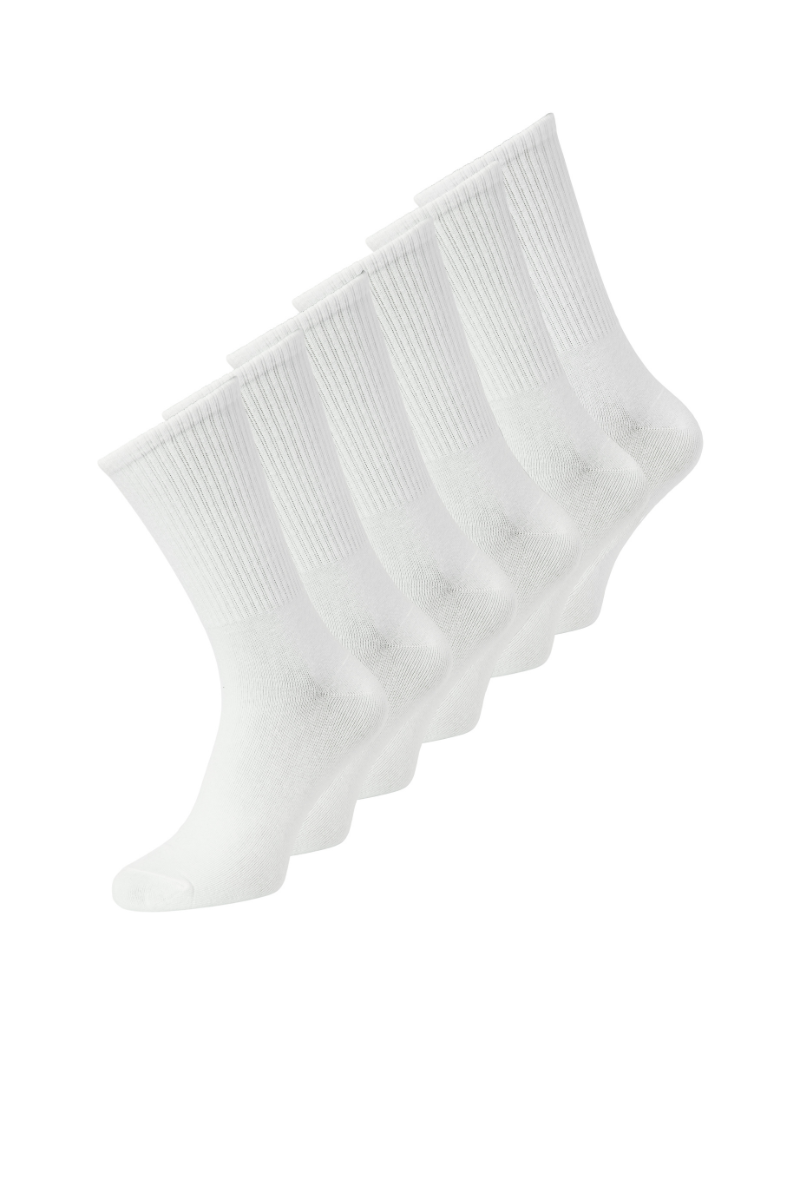 Front image  of Jack and jones nolan tennis socks 6 pk in white, by brand Jack&jones