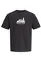 Front image of the Norrebro skyline tee in black, by brand Jack&jones