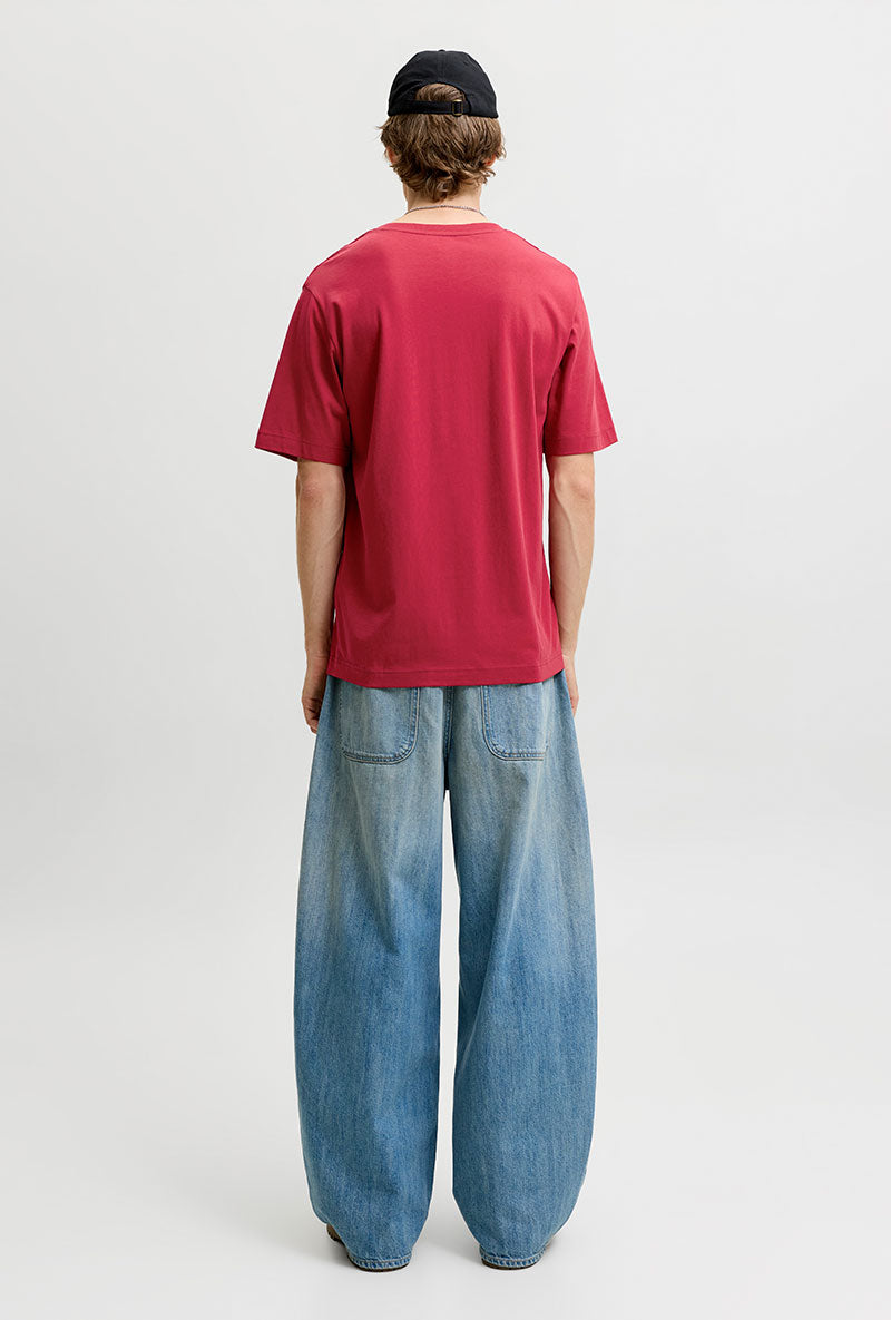 Back image of Norrebro skyline tee in red, by brand Jack&jones
