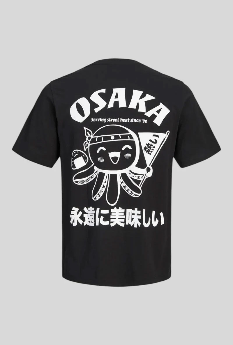 Back image of Osaka back print tshirt in black, by brand Jack&jones