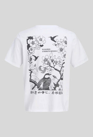 Back image of the Osaka back print tshirt in white, by brand Jack&jones