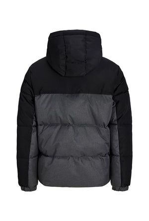 Back image of the Oxford melange puffer jacket in black, by brand Jack&jones