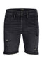 Front image of the Rick jj fox denim shorts in black, by brand Jack&jones