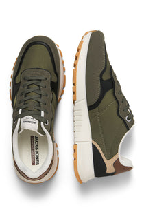 Front image of the Romano combo sneaker in olive, by brand Jack&jones