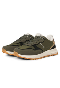 Front image of the Romano combo sneaker in olive, by brand Jack&jones