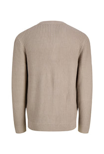 Back image of the Sage vneck knit cardigan in light brown, by brand Jack&jones
