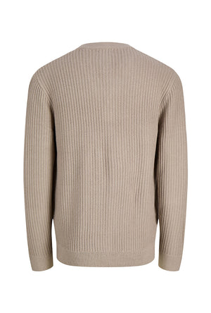 Back image of the Sage vneck knit cardigan in light brown, by brand Jack&jones
