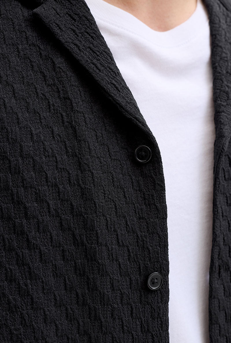 Front image of Sean resort shirt in black, by brand Jack&jones