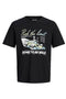 Front image of Track skull tee in black, by brand Jack&jones