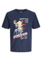 Front image of Track skull tee in navy, by brand Jack&jones
