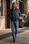 Front image of a model wearing the Ted jj cooper am559 jeans in denim, by brand Jack&jones