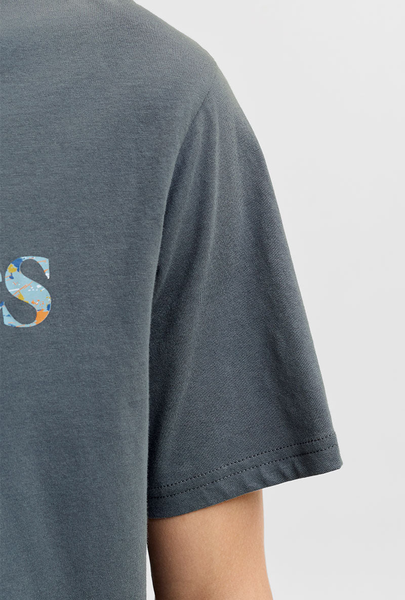 Front image of Tom tee ss crew neck in charcoal, by brand Jack&jones