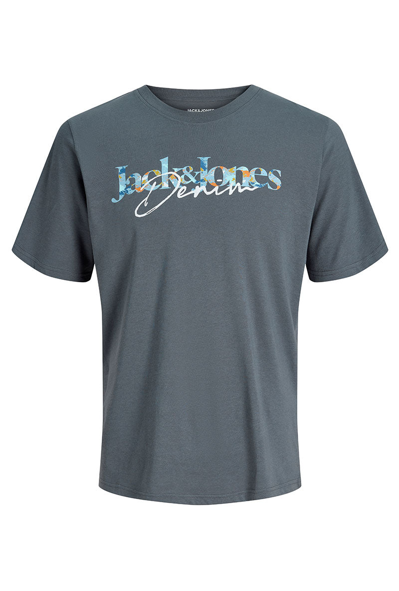 Front image of Tom tee ss crew neck in charcoal, by brand Jack&jones