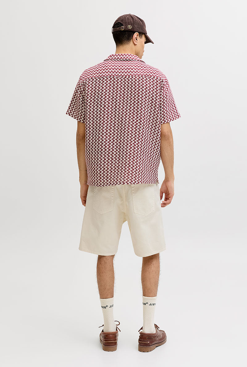 Back image of a model wearing Tony original 017 shorts in cream, by brand Jack&jones