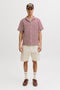 Front image of a model wearing the Tony original 017 shorts in cream, by brand Jack&jones