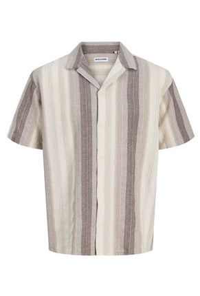 Front image of Alvaro dobby resort shirt in beige, by brand Jack&jones