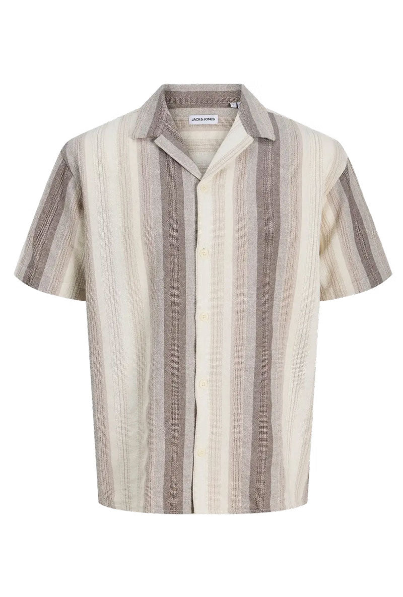Front image of Alvaro dobby resort shirt in beige, by brand Jack&jones