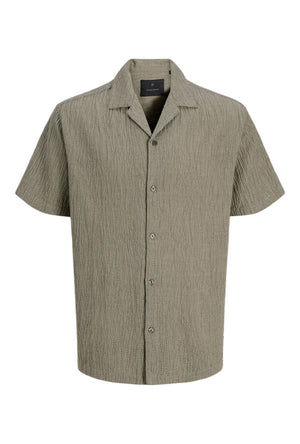 Front image of the Blajake jacquard ss shirt in khaki, by brand Jack&jones