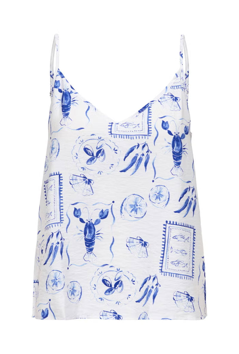 Front image of Ada singlet in white, by brand Jacqueline de yong