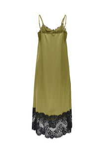 Back image of the Alana sl lace midi dress in olive, by brand Jacqueline de yong