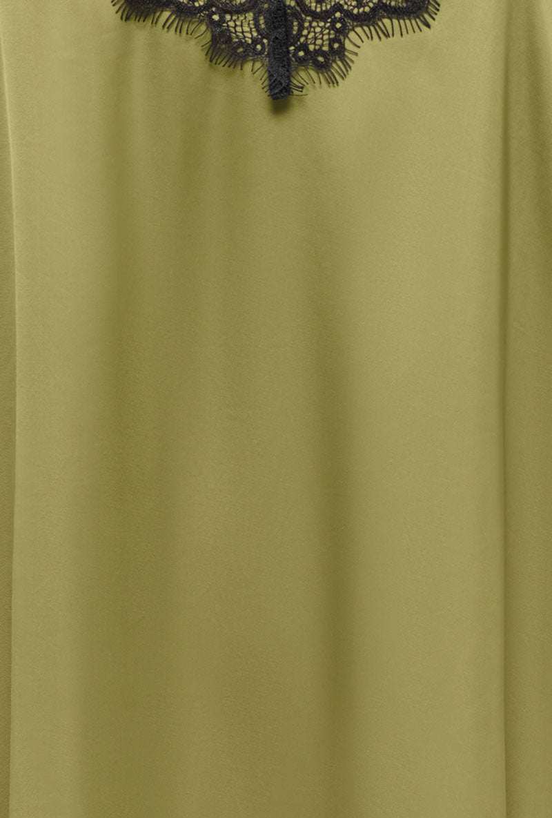Front image of Alana sl lace midi dress in olive, by brand Jacqueline de yong