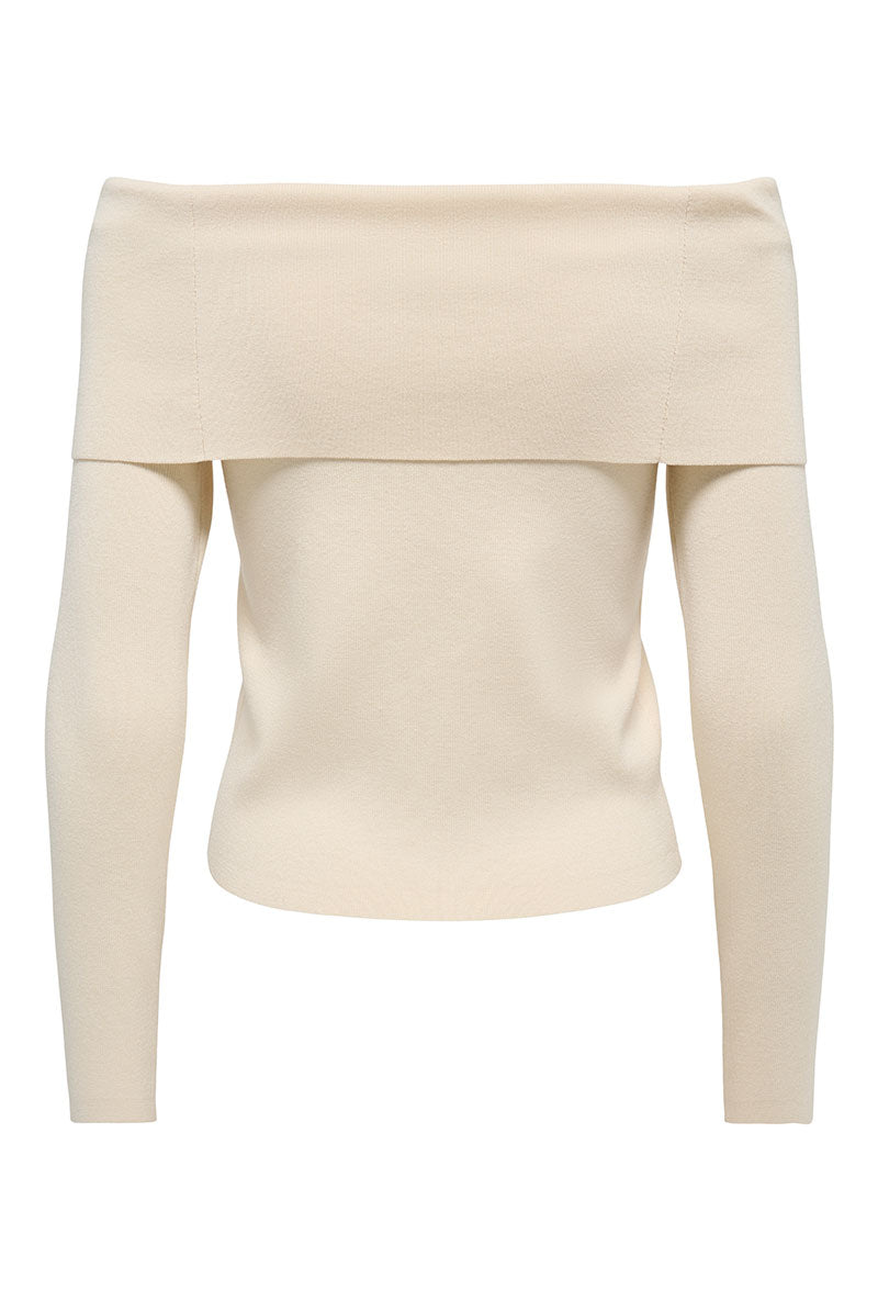 Back image of Astra ls off shoulder pullover knit in beige, by brand Jacqueline de yong