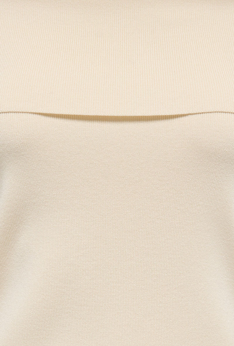 Front image of Astra ls off shoulder pullover knit in beige, by brand Jacqueline de yong